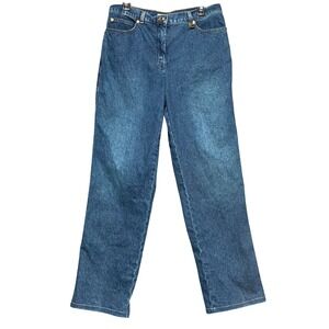 St John Sport by Marie Gray Women's Jeans 12 Blue Denim Straight Leg High Rise